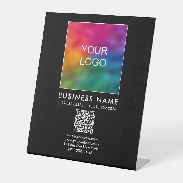 Custom Business Logo QR Code Template Vertical Pedestal Sign | Zazzle