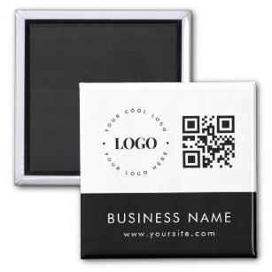 Custom Business Logo QR Code & Text Professional  Magnet