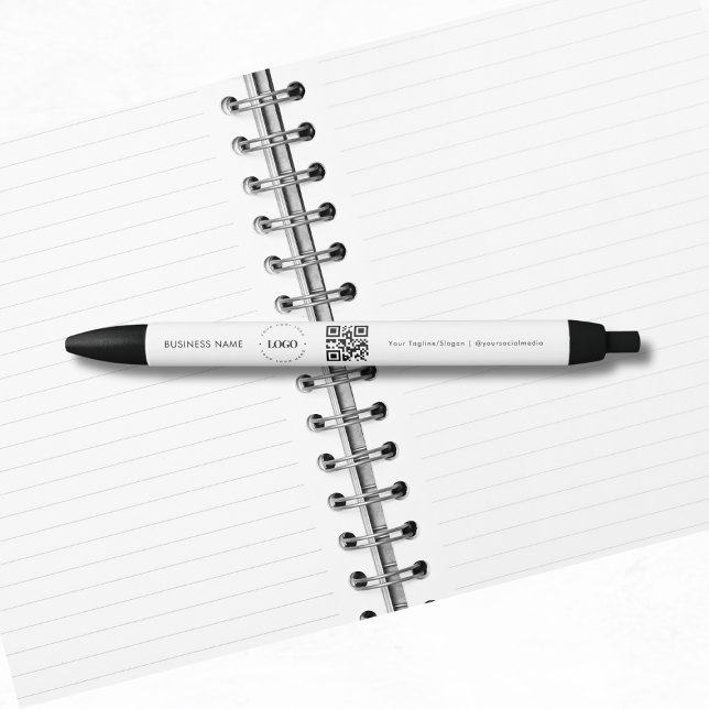 Custom Business Logo QR Code & Text Promotional Black Ink Pen (Creator Uploaded)