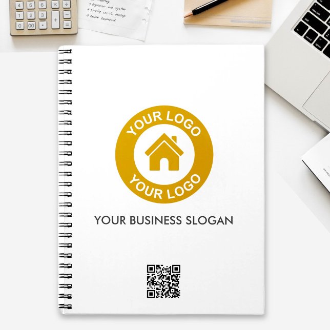 Custom Business Logo QR Code Text Promotional Notebook (Creator Uploaded)