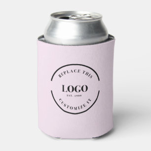 Custom Business logo QR code website pink Can Cooler