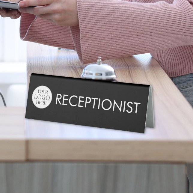 Custom Business Logo Receptionist Desk Table Sign (Creator Uploaded)