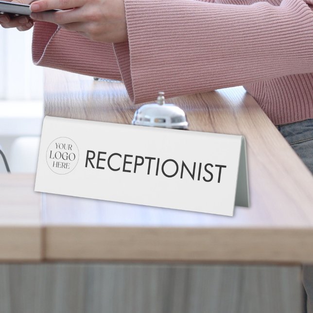 Custom Business Logo Receptionist Desk Table Sign (Creator Uploaded)