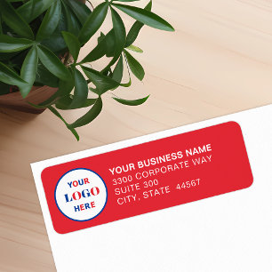 Custom Business Logo Red Return Address Label