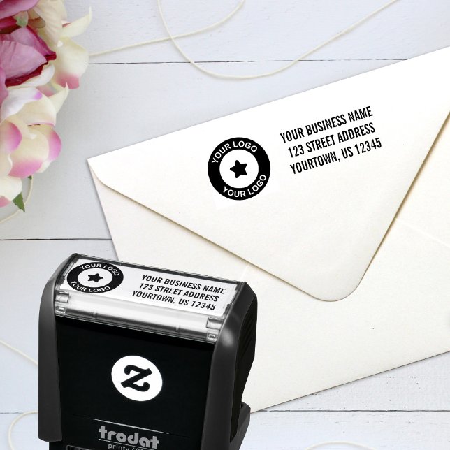 Custom Business Logo Return Address Self-inking Stamp (Creator Uploaded)