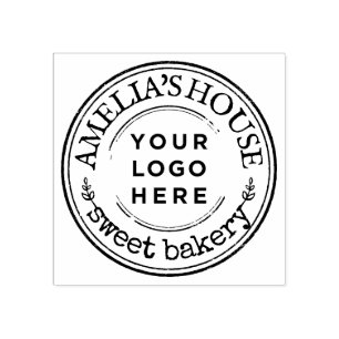 Custom Business Logo Round Rustic Rubber Stamp