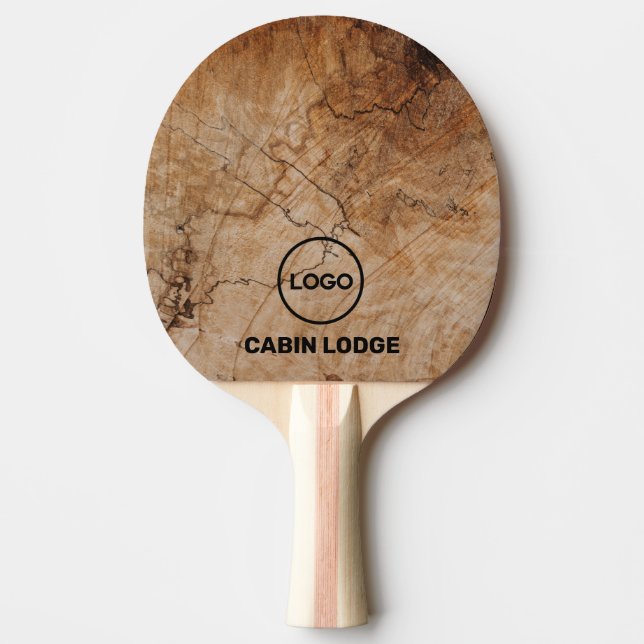 Custom Business Logo Rustic Wood  Ping Pong Paddle (Front)