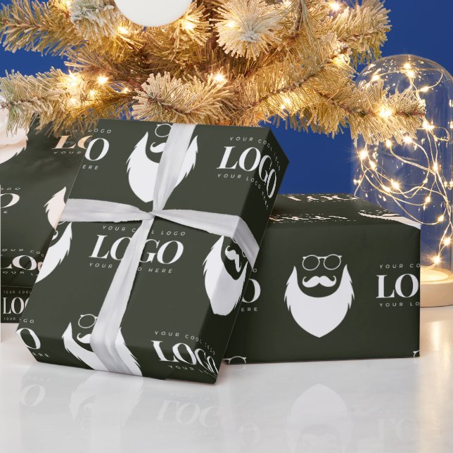 Custom Business Logo Santa Claus Pattern Corporate Wrapping Paper (Holidays)