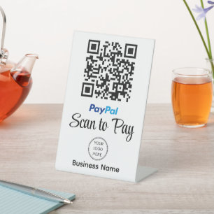 Custom Business Logo Scan To Pay QR Code Pedestal Sign