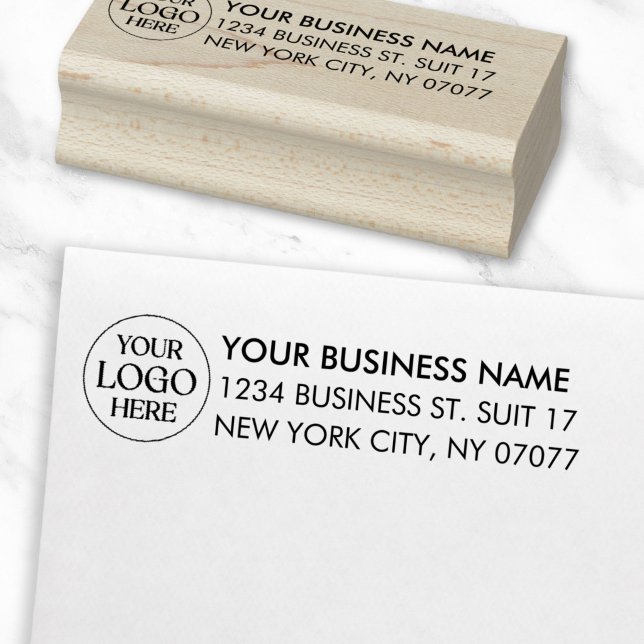 Custom Business Logo Simple Modern Return Address Rubber Stamp (Creator Uploaded)