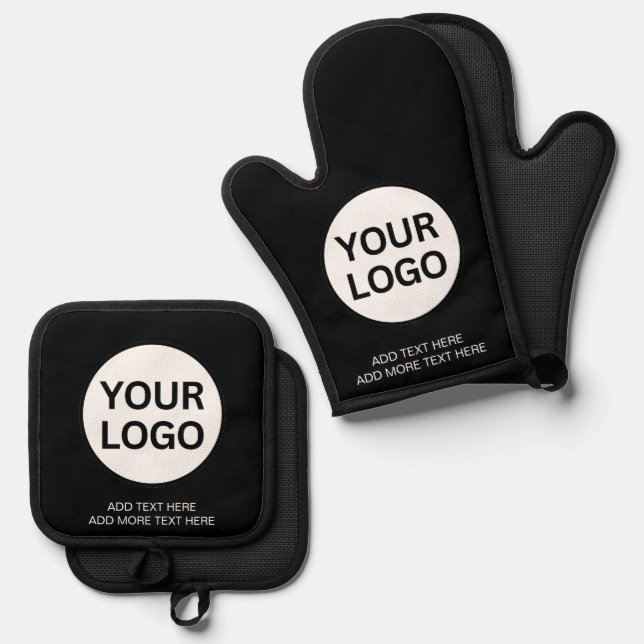 Custom Business Logo Slogan Professional Oven Mitt & Pot Holder Set (Front/Back)
