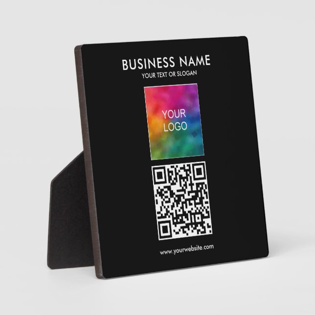 Custom Business Logo Slogan Text QR Code Square Plaque (Front)