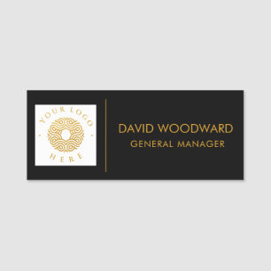 Custom Business Logo Staff Black Name Tag