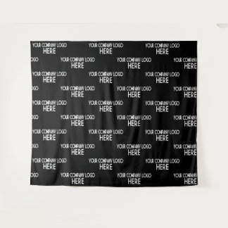 Custom Business Logo Step & Repeat Backdrop Black Tapestry