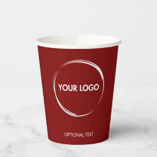 Custom Business Logo Template Burgundy Paper Cups