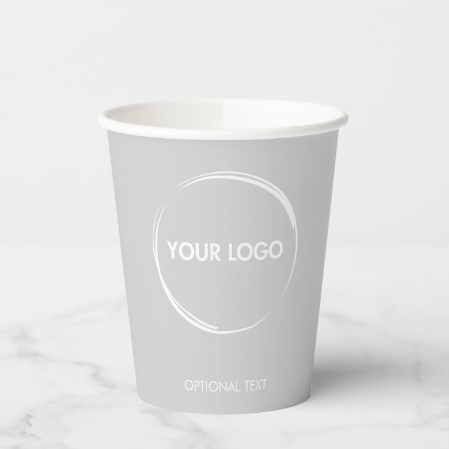 Custom Business Logo Template Light Grey Paper Cups (Left)