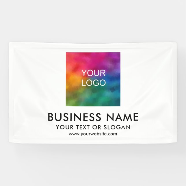 Custom Business Logo Template Modern Elegant White Banner (Horizontal)