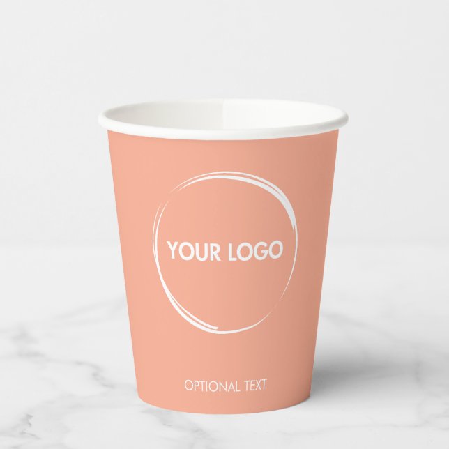 Custom Business Logo Template Peach Paper Cups (Left)