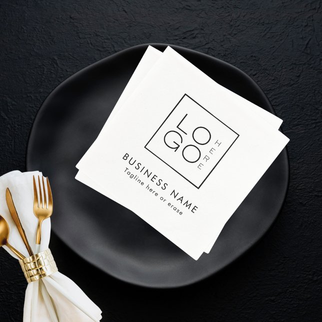 Custom Business Logo & Text Company Event Party Napkin (Creator Uploaded)