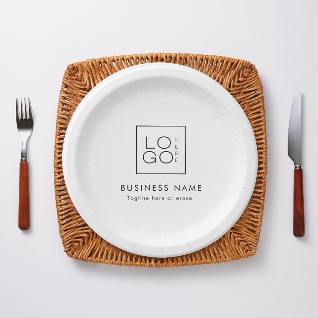 Custom Business Logo & Text Company Event Party  Paper Plate (Creator Uploaded)