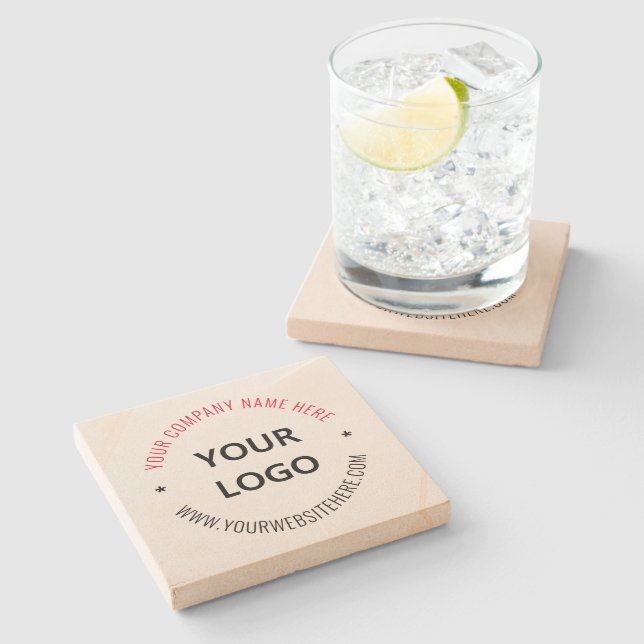 Custom Business Logo Text Company Stone Coaster (Side)