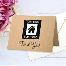 Custom Business Logo Text Folded Thank You Card