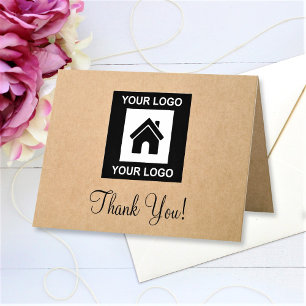 Custom Business Logo Text Folded Thank You Card