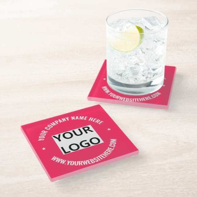 Custom Business Logo Text Glass Coaster Your Colou (Angled)