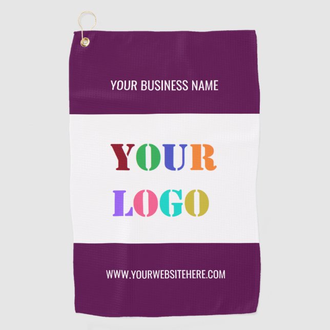 Custom Business Logo Text Golf Towel Choose Colour (Front)