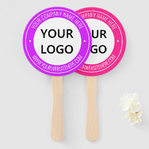 Custom Business Logo Text Hand Fan Choose Colours