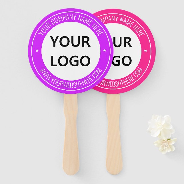 Custom Business Logo Text Hand Fan Choose Colours (Front and Back)