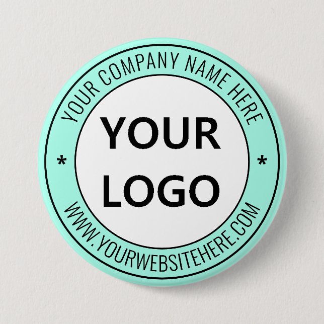 Custom Business Logo Text Info Stamp Button (Front)