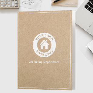 Custom Business Logo Text Kraft Paper Style Pocket Folder
