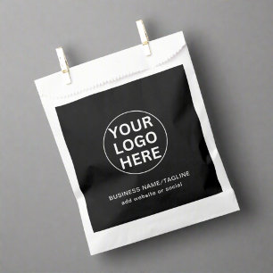 Custom Business Logo & Text l Black & White Brand Favour Bags