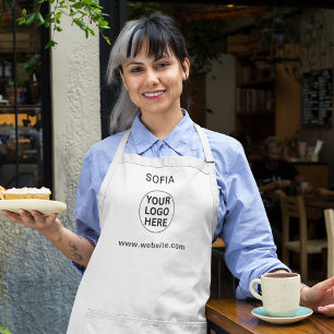 Custom Business Logo & Text l Black & White Promo Apron