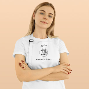 Custom Business Logo & Text l Black & White Promo Apron