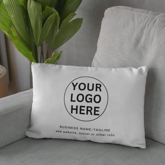 Custom Business Logo & Text l Black & White Promo Decorative Cushion (Creator Uploaded)