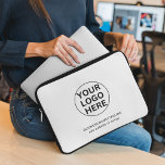 Custom Business Logo & Text l Black & White Promo Laptop Sleeve<br><div class="desc">This sleek laptop sleeve combines a modern black and white design with your logo and text,  offering stylish protection for your laptop. Ideal for corporate gifts,  trade shows,  or promotional events,  it ensures your brand is visible while providing practical and elegant device protection.</div>