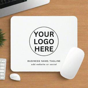 Custom Business Logo & Text l Black & White Promo Mouse Mat