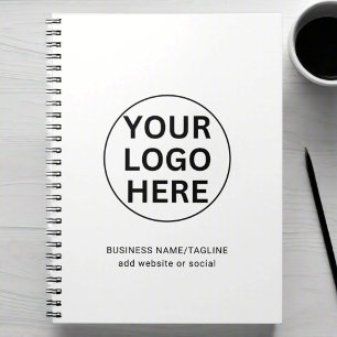 Custom Business Logo & Text l Black & White Promo Notebook