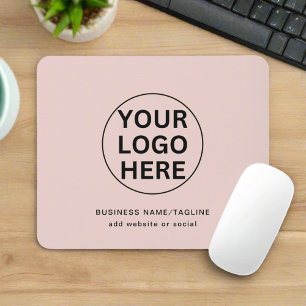 Custom Business Logo & Text l Blush Pink Promo Mouse Mat
