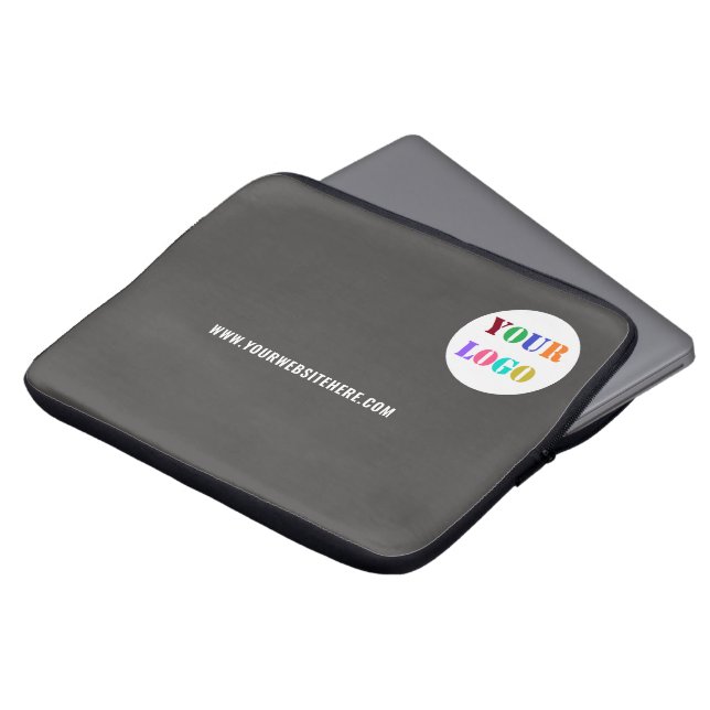 Custom Business Logo Text Laptop Sleeve Your Colou (Front Top)
