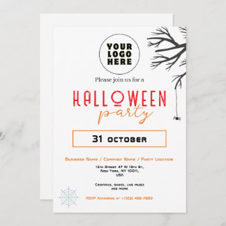 Custom Business Logo & Text Modern Halloween Party Invitation