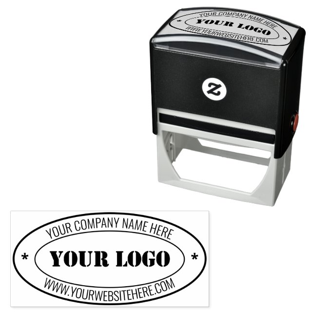 Custom Business Logo Text Oval Self-inking Stamp (In Situ)