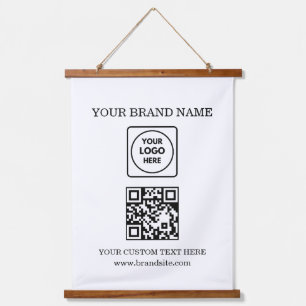 Custom Business Logo Text QR Code Wall Branding Hanging Tapestry