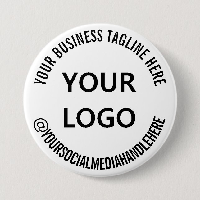 Custom Business Logo Text Social Media Button (Front)