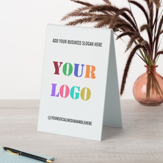 Custom Business Logo Text Table Tent Sign Template (In SItu (Table))