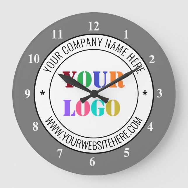 Custom Business Logo Text Wall Clock Wall Clocks (Front)
