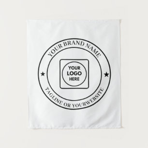 Custom Business Logo Text White Promotional Design Tapestry