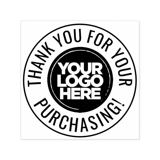 Custom Business Logo Thank You Circle Text Simple Self-inking Stamp (Design)